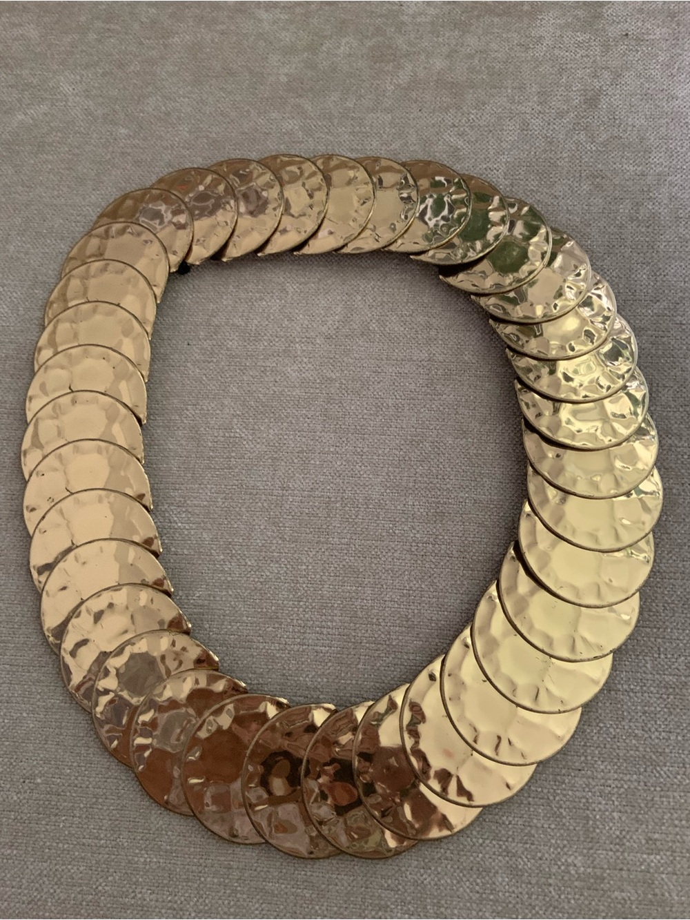 Hammered Gold Disc Collar Necklace - Women Accessories